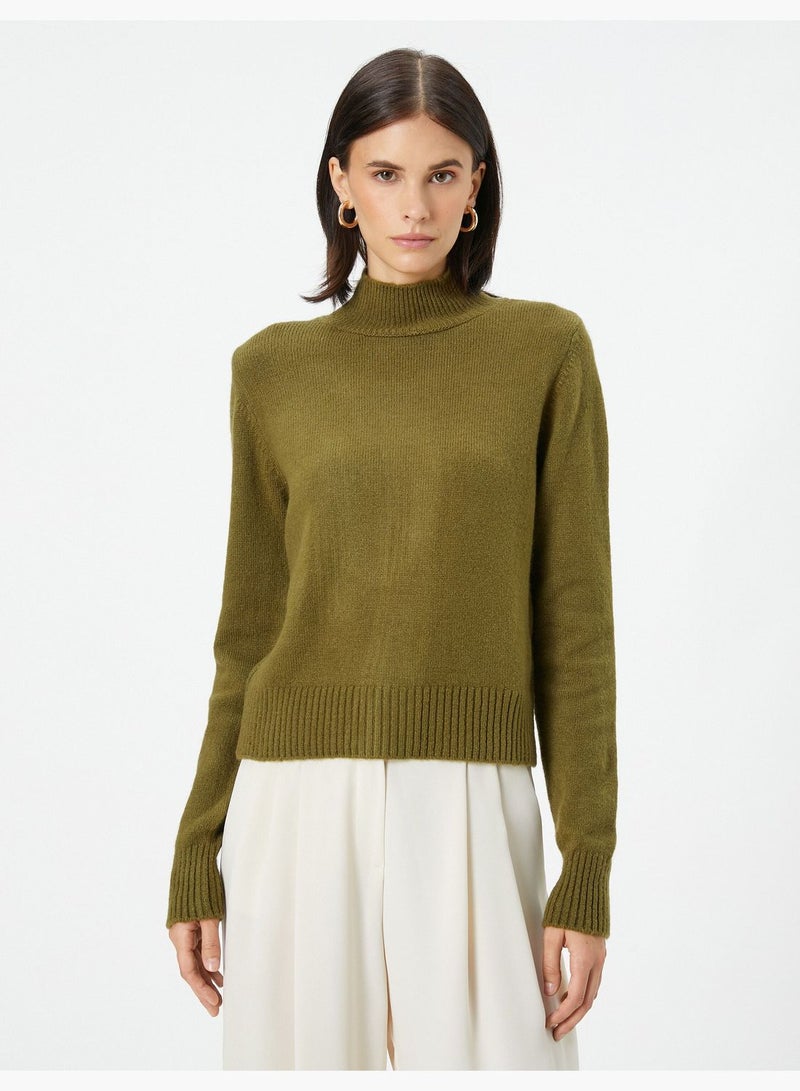 High Neck Acrylic Sweater Long Sleeve