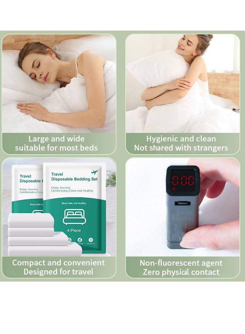 Travel-Ready 8 PCS Disposable Bed Sheets Set: Queen Size with 2 Bed Sheets, 2 Quilt Covers, and 4 Pillowcases - Perfect for Business Trips, Spa & Hotel Stays