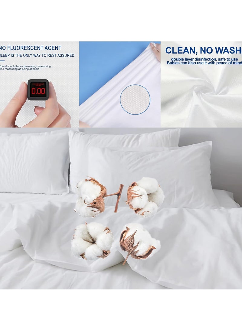 Travel-Ready 8 PCS Disposable Bed Sheets Set: Queen Size with 2 Bed Sheets, 2 Quilt Covers, and 4 Pillowcases - Perfect for Business Trips, Spa & Hotel Stays