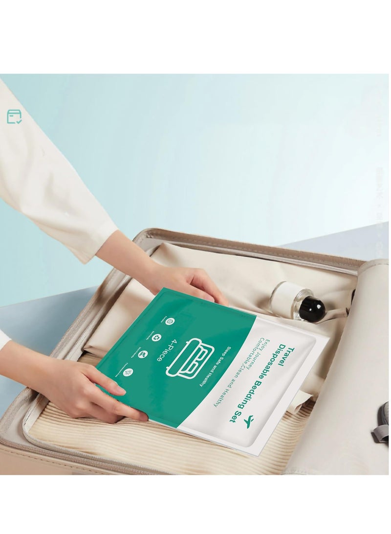 Travel-Ready 8 PCS Disposable Bed Sheets Set: Queen Size with 2 Bed Sheets, 2 Quilt Covers, and 4 Pillowcases - Perfect for Business Trips, Spa & Hotel Stays