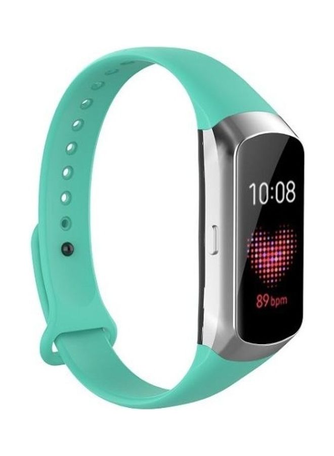 Silicone Glossy Nail Button Replacement Strap Watchband For Samsung Galaxy Fit SM-R370 Cyan