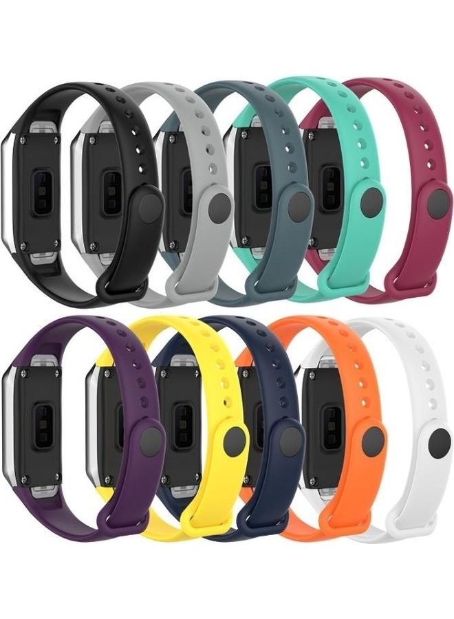 Silicone Glossy Nail Button Replacement Strap Watchband For Samsung Galaxy Fit SM-R370 Cyan