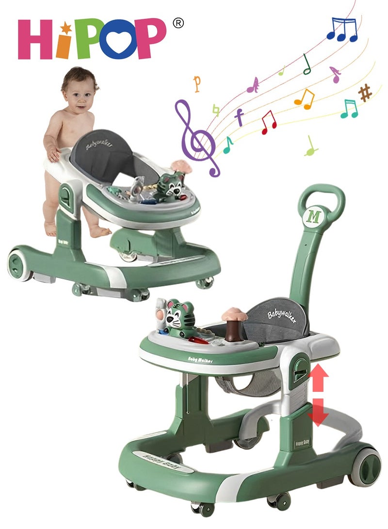Baby Walker with Adjustable Height,3 in 1 Prevent O-Legs,Include Attractive Toys and Entertaining Music,Anti-Rollover Baby Strollers