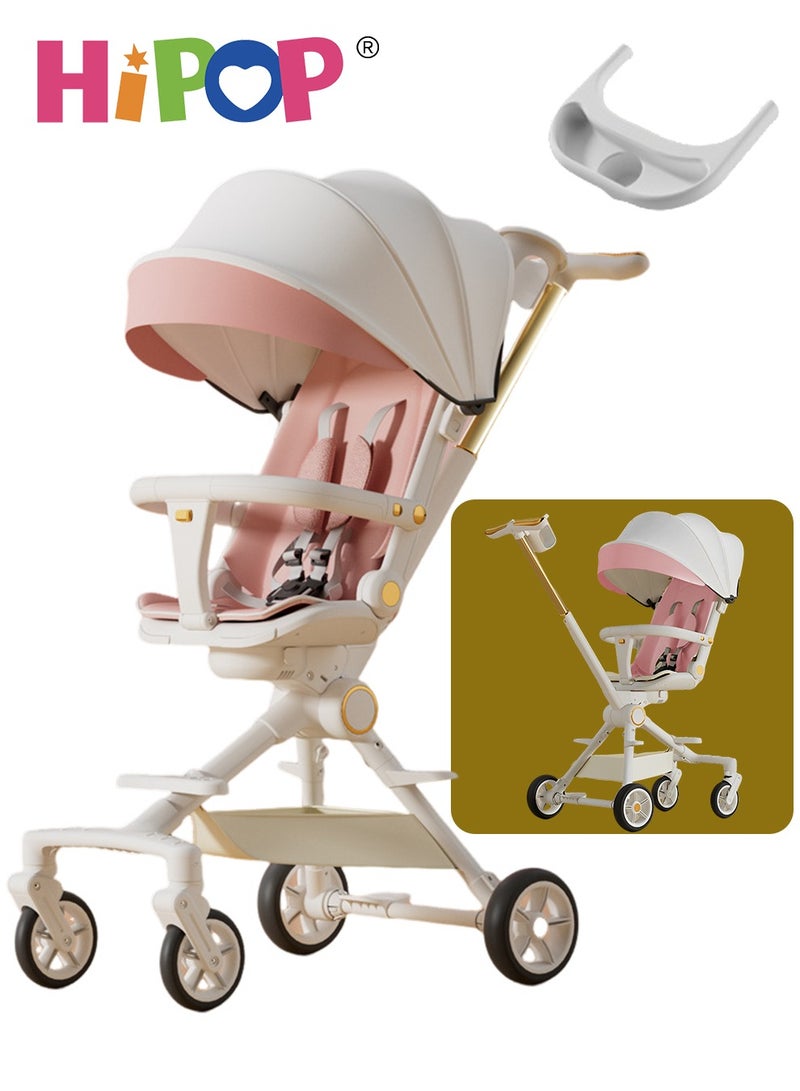 2 In 1 Stroller for Baby and Kids,with Rotating Seat and Spring Shock Absorber,Food Tray,Sturdy and Foldable Design,One Step Folding Baby Stroller
