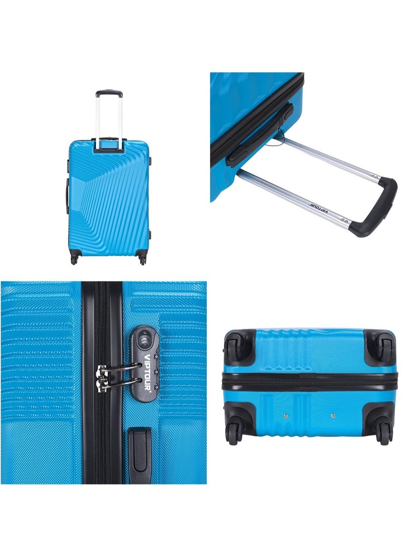 3-Piece ABS Hardside Trolley Luggage Set, Spinner Wheels with Number Lock 20/24/28 Inches - Blue