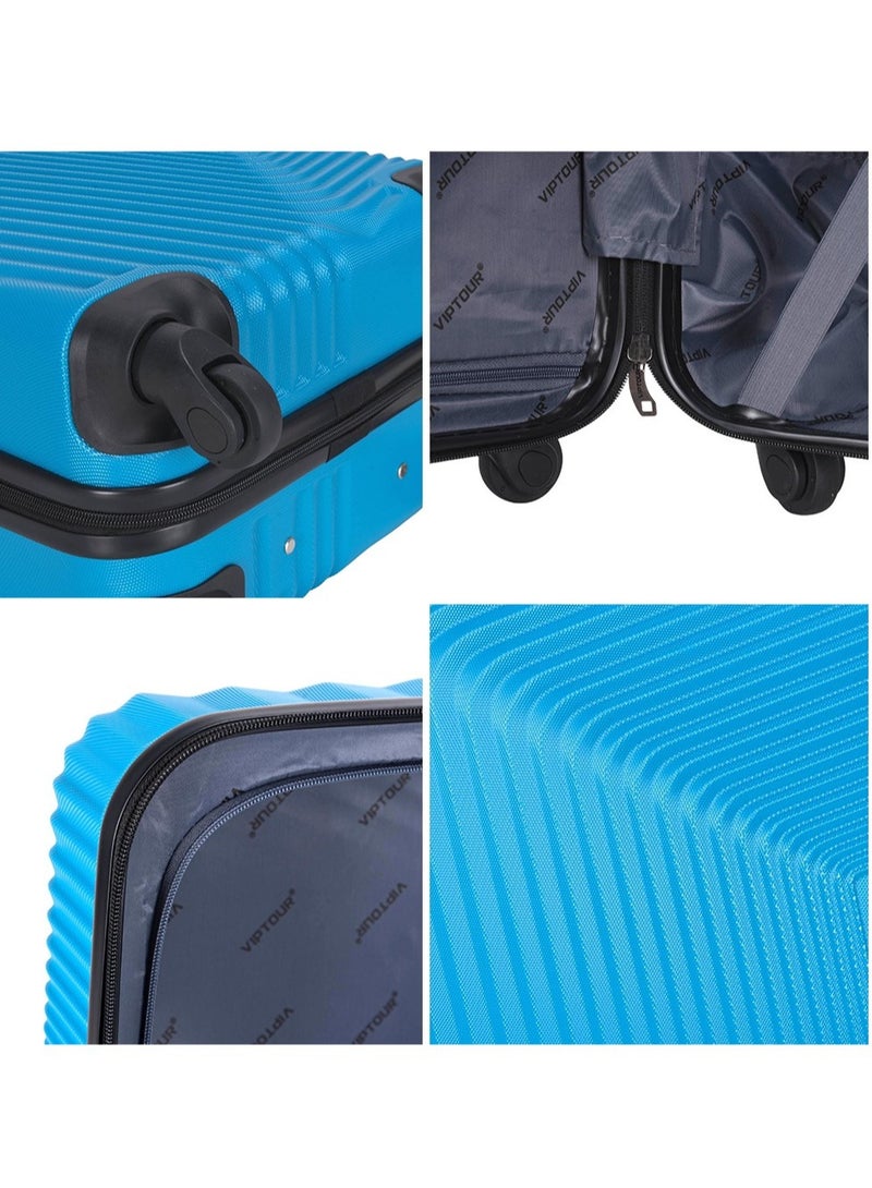 3-Piece ABS Hardside Trolley Luggage Set, Spinner Wheels with Number Lock 20/24/28 Inches - Blue