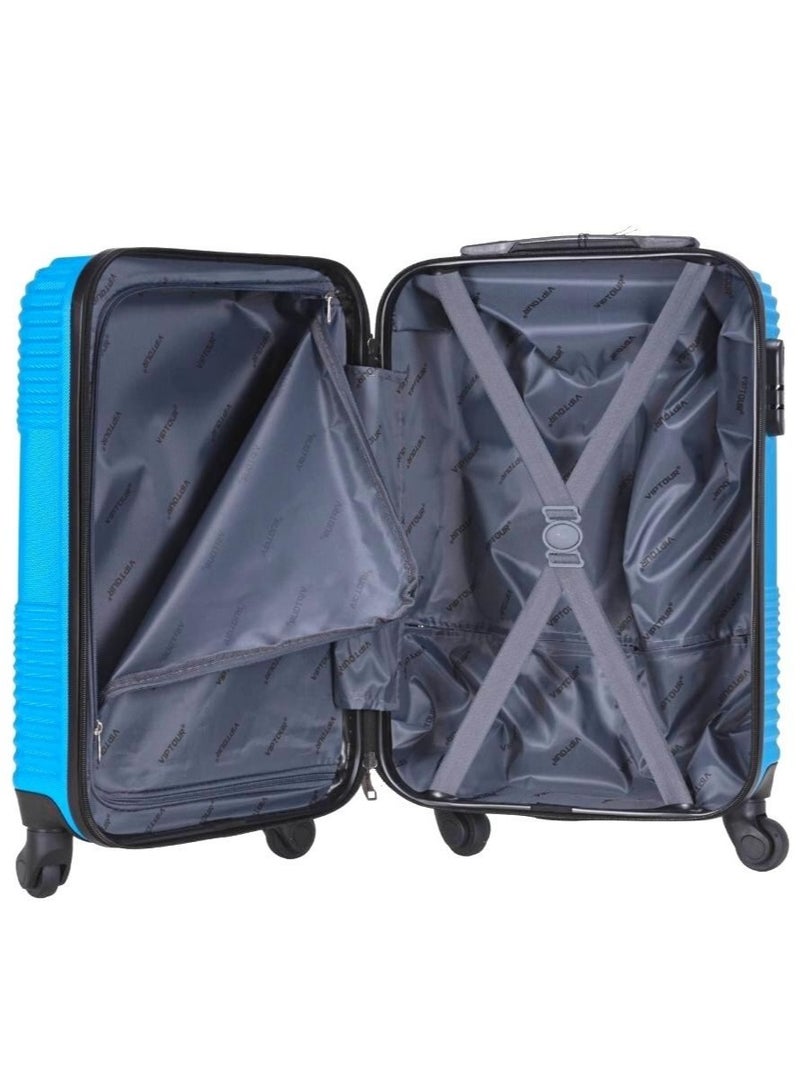 3-Piece ABS Hardside Trolley Luggage Set, Spinner Wheels with Number Lock 20/24/28 Inches - Blue