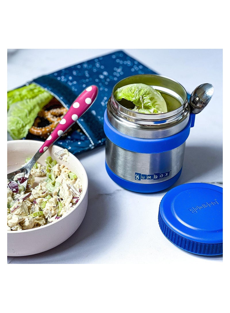 Yumbox Zuppa - Wide Mouth Thermal Food Jar 14 oz. (1.75 cups) with a removable utensil band - Triple Insulated Stainless Steel - Stays Hot 6 Hours or Cold for 12 Hours - Leak Proof (Neptune Blue)