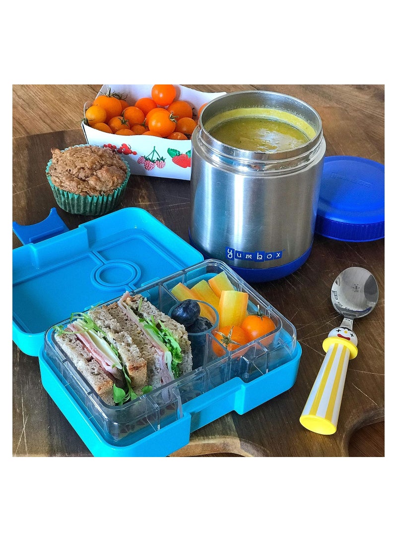 Yumbox Zuppa - Wide Mouth Thermal Food Jar 14 oz. (1.75 cups) with a removable utensil band - Triple Insulated Stainless Steel - Stays Hot 6 Hours or Cold for 12 Hours - Leak Proof (Neptune Blue)