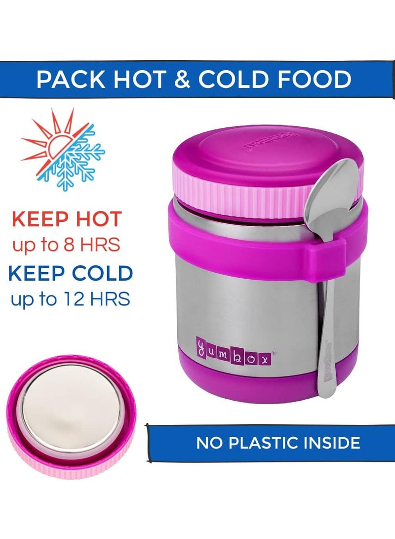 Yumbox Zuppa-Wide Mouth Thermal Food Jar 14 oz(1.75 cups)with a removable utensil band-Triple Insulated Stainless Steel-Stays Hot 6 Hours or Cold for 12 Hours-Leak Proof (Bijoux Purple)