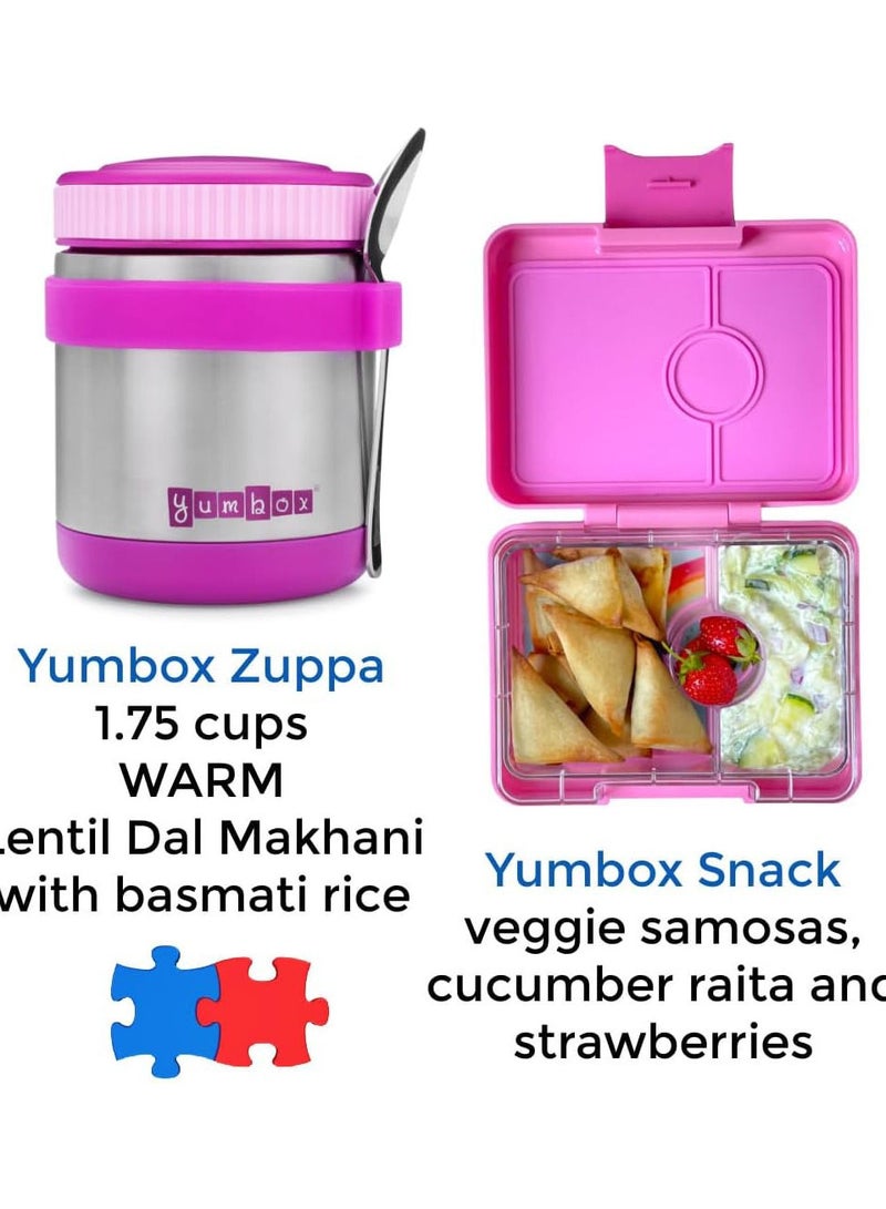 Yumbox Zuppa-Wide Mouth Thermal Food Jar 14 oz(1.75 cups)with a removable utensil band-Triple Insulated Stainless Steel-Stays Hot 6 Hours or Cold for 12 Hours-Leak Proof (Bijoux Purple)