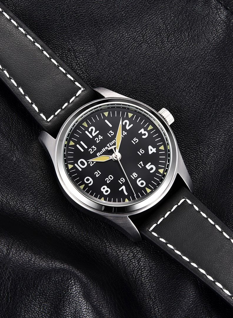 Quartz Men's Watches Casual Sports Field Watch for Men Business Pilot Wristwatch Leather Watchband RT7902