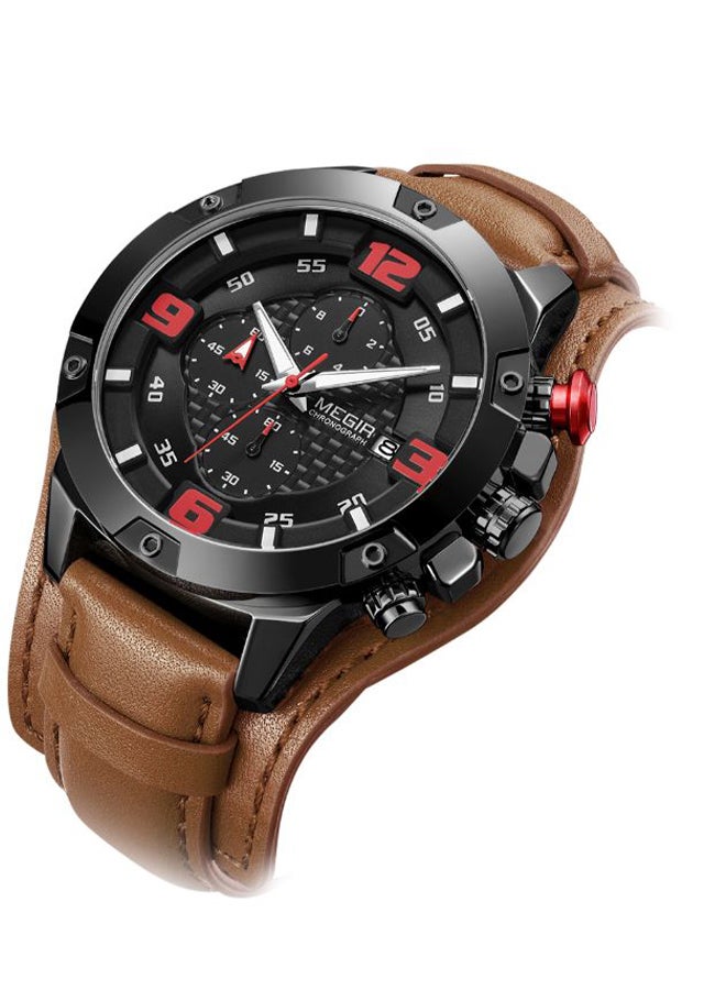 men Leather Chronograph Watch 2099