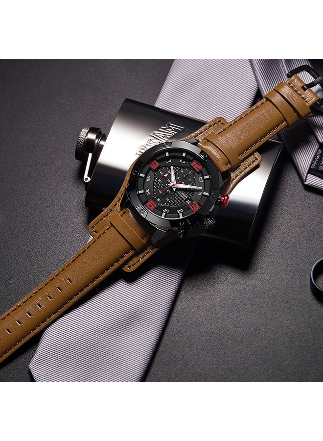 men Leather Chronograph Watch 2099