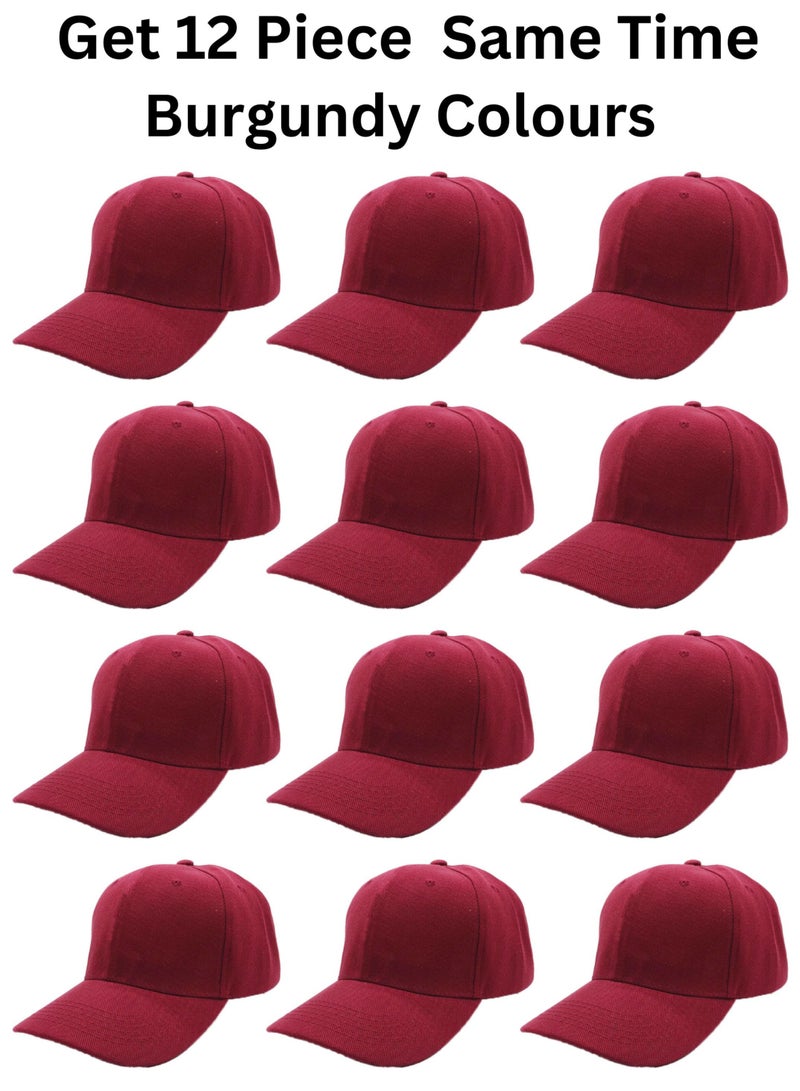12 Pcs Burgundy Baseball Caps for Women Men Baseball Hat Adjustable  Sports Caps for Adults Outdoor Activities