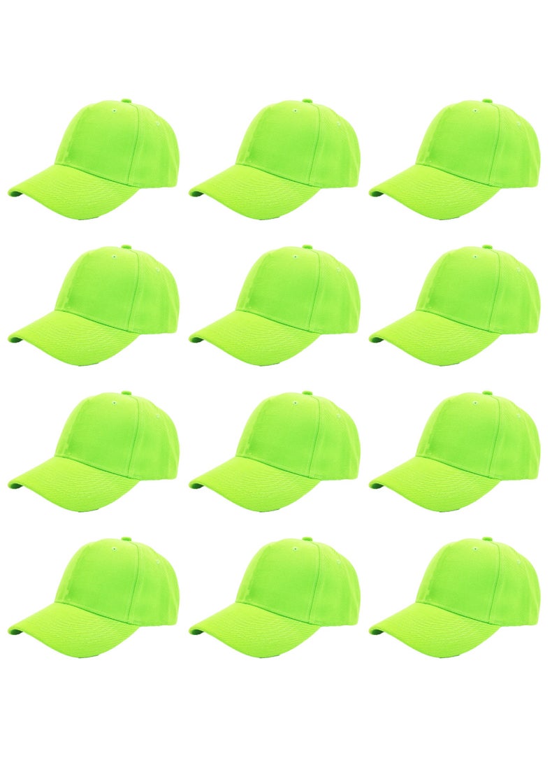 12 Pcs Neon Baseball Caps for Women Men Baseball Hat Adjustable Sports Caps for Adults Outdoor Activities