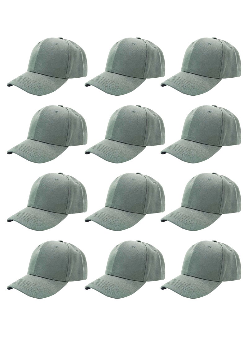 12 Pcs Dark Grey Baseball Caps for Women Men Baseball Hat Adjustable Sports Caps for Adults Outdoor Activities