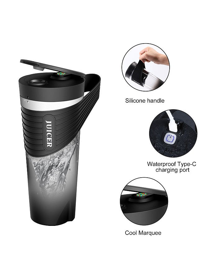 Portable Blender for Shakes and Smoothies 4000mAh Type-C Rechargeable 460ml Personal Blender with 6 Sharp Blades Powerful 22000r/m Juicer Cup for Traveling Gym Office