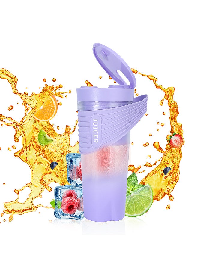 Portable Blender for Shakes and Smoothies 4000mAh Type-C Rechargeable 460ml Personal Blender with 6 Sharp Blades Powerful 22000r/m Juicer Cup for Traveling Gym Office