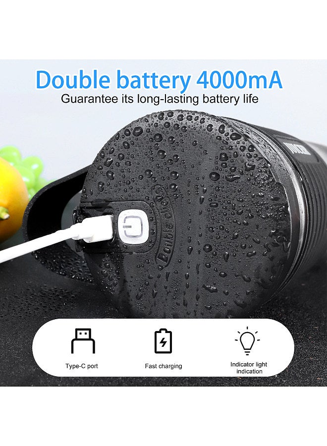 Portable Blender for Shakes and Smoothies 4000mAh Type-C Rechargeable 460ml Personal Blender with 6 Sharp Blades Powerful 22000r/m Juicer Cup for Traveling Gym Office