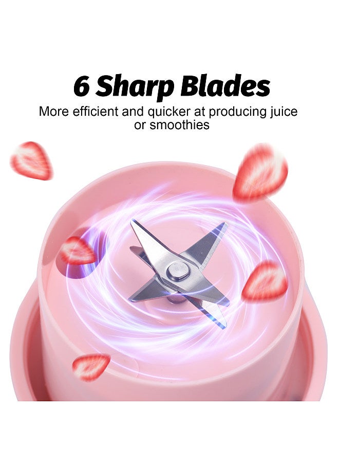 Portable Blender for Shakes and Smoothies 340ml Mini Blender with Handle 6 Blades Waterproof USB Type-C Rechargeable Personal Blender for Home Kitchen Office Travel Outdoor Sports