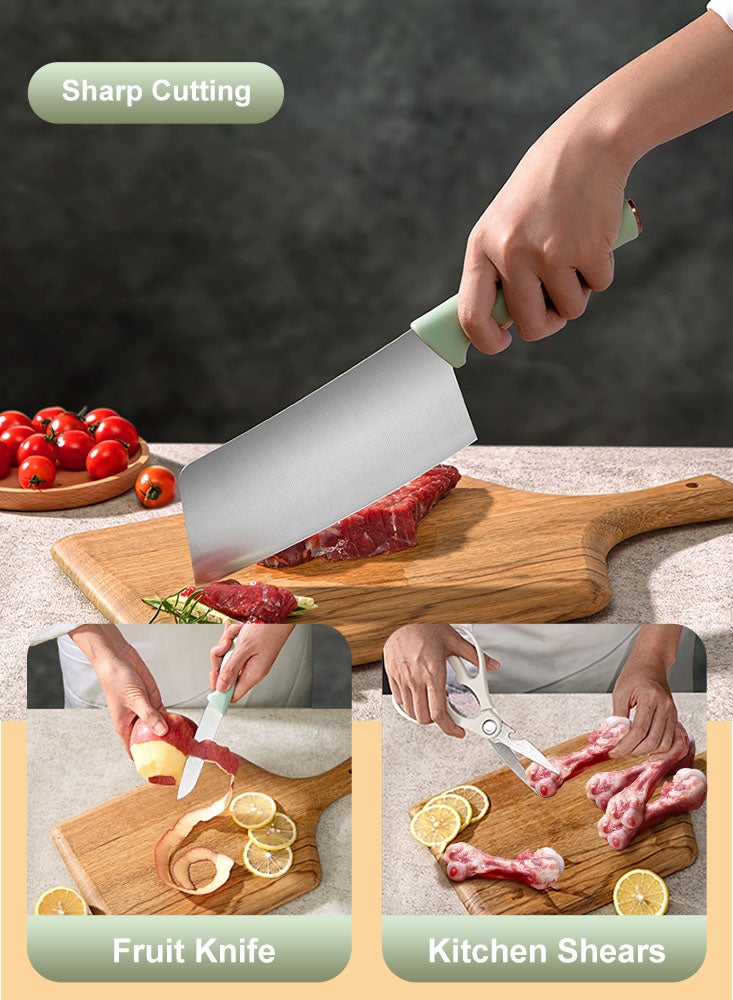Kitchen Knife Set 5 PCS Sharp Knives Set for Kitchen Stainless Steel Chef Knife Set with Block
