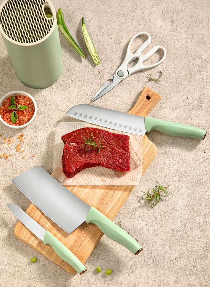 Kitchen Knife Set 5 PCS Sharp Knives Set for Kitchen Stainless Steel Chef Knife Set with Block