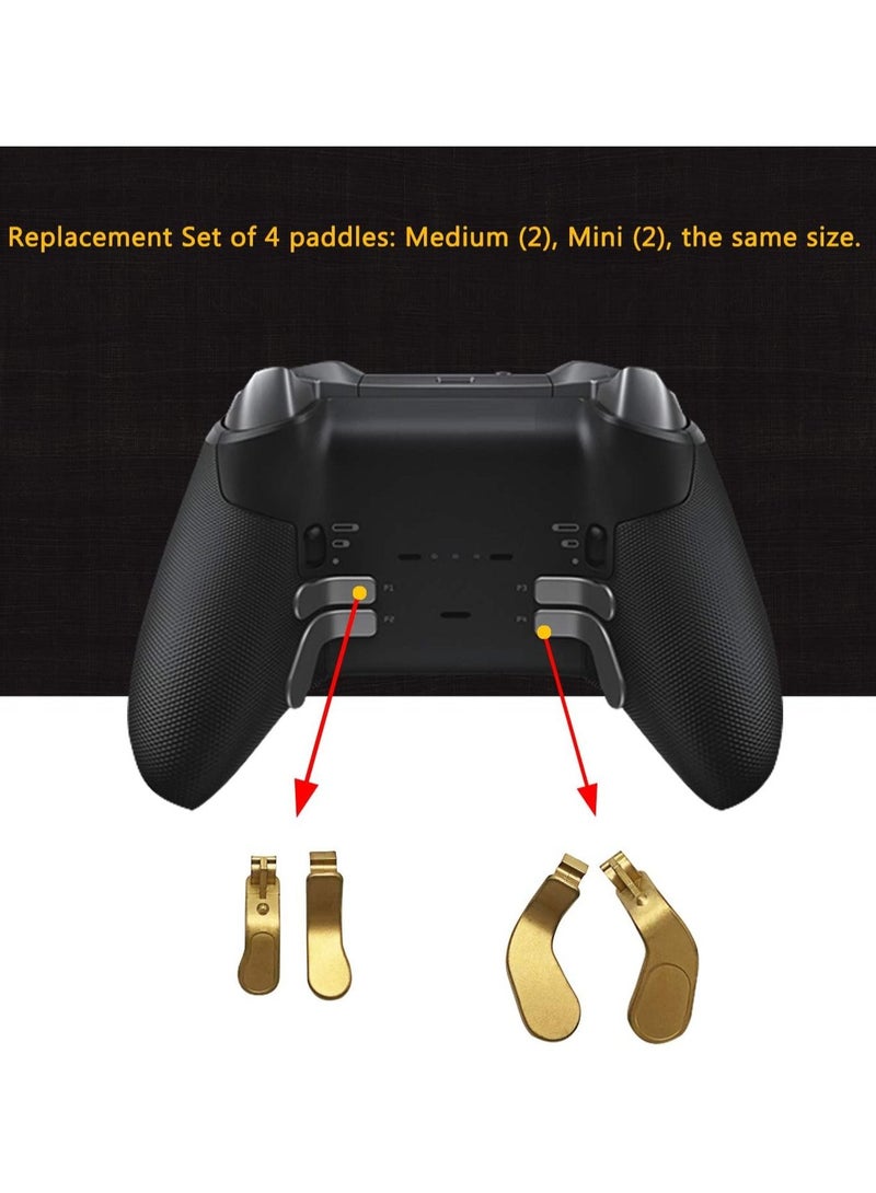 Metal D-Pads, Paddles Hair Trigger Locks Replacement for Xbox One Elite Controller Series 2 , Series 1 (Gold)