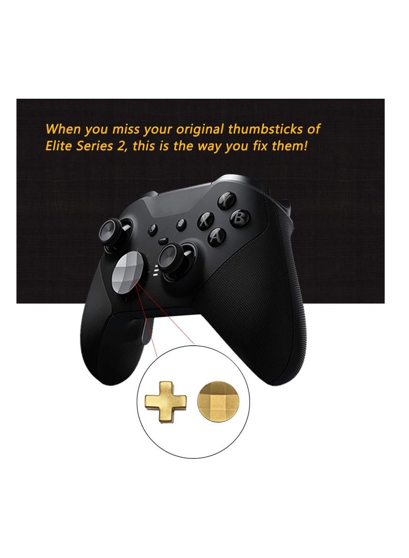 Metal D-Pads, Paddles Hair Trigger Locks Replacement for Xbox One Elite Controller Series 2 , Series 1 (Gold)
