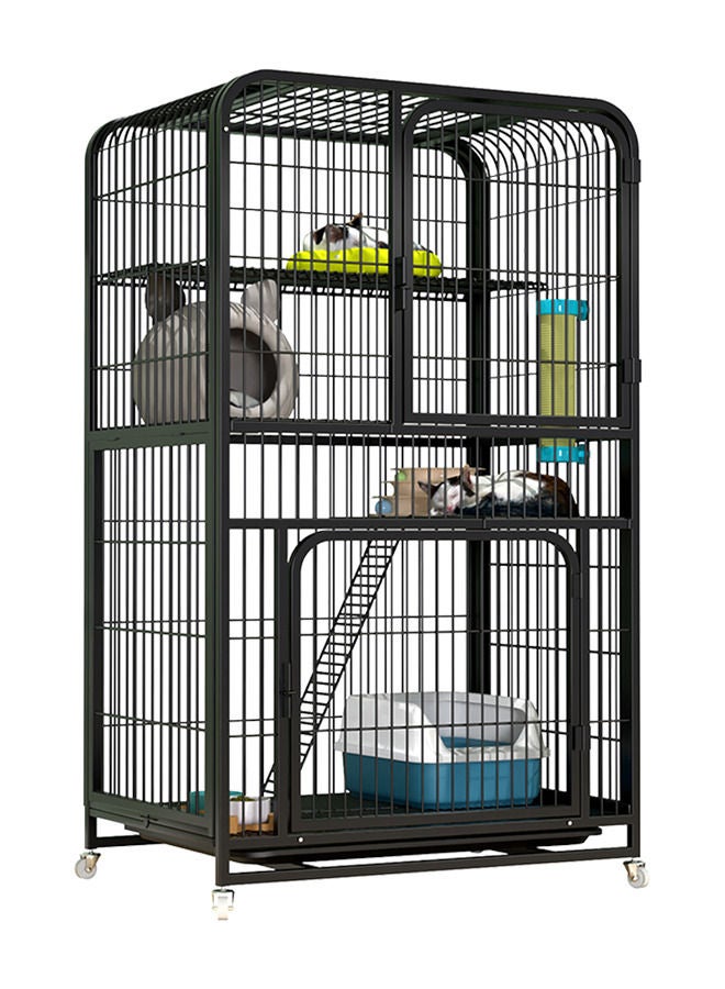 Large Cat Cage 4 Tier,Cat Cage Playpen Box Crate Kennel for Indoor Cats with Doors&Detachable Tray&Ladders & Wheels(Black-76*54*136cm)