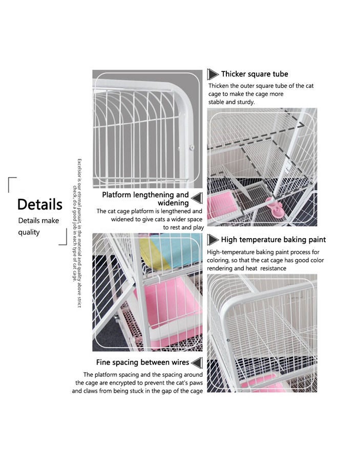 Large Cat Cage 4 Tier,Cat Cage Playpen Box Crate Kennel for Indoor Cats with Doors&Detachable Tray&Ladders & Wheels(Black-76*54*136cm)