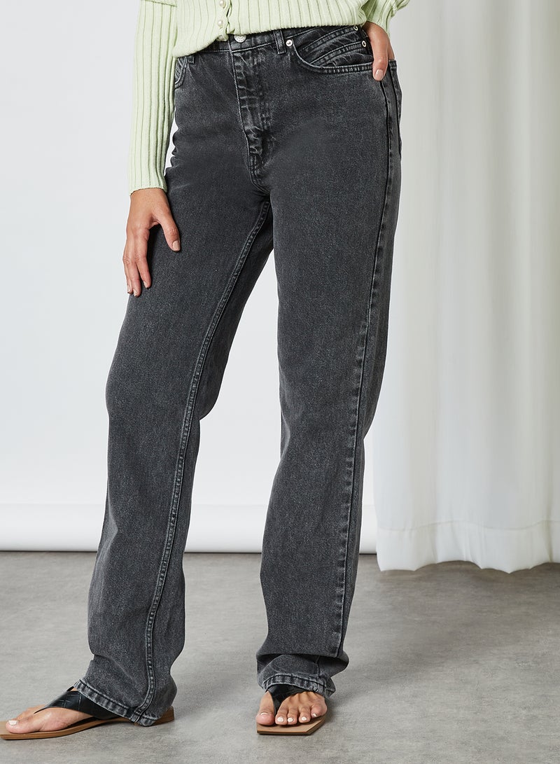 Five Pockets High Rise Jeans Grey Denim