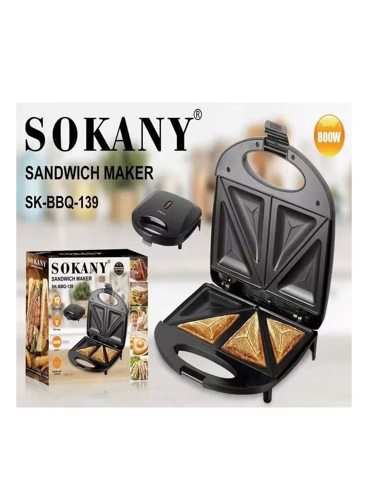 Sokany SK-BBQ-139 Non Stick Electric Waffle Pancake Maker Sandwich Maker 4 Slices