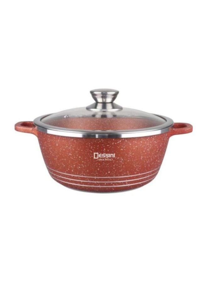 Non-Stick Cooking Pot With Lid Brown/Clear 32cm