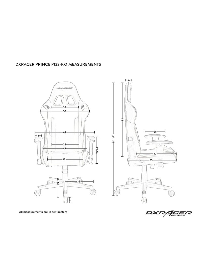 DXRacer Prince Series P132 Gaming Chair, Red & Black | GC-P132-RN-F2-01