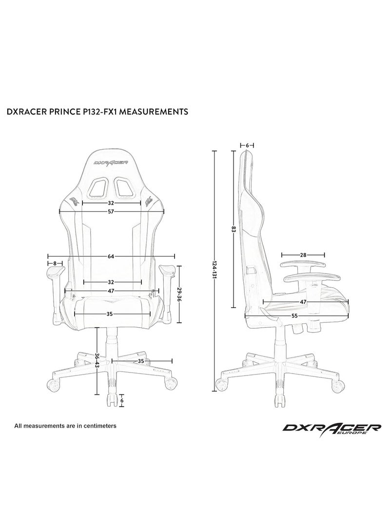 DXRacer P132 Prince Series Gaming Chair - Black/Red | GC-P132-NR-F2-158