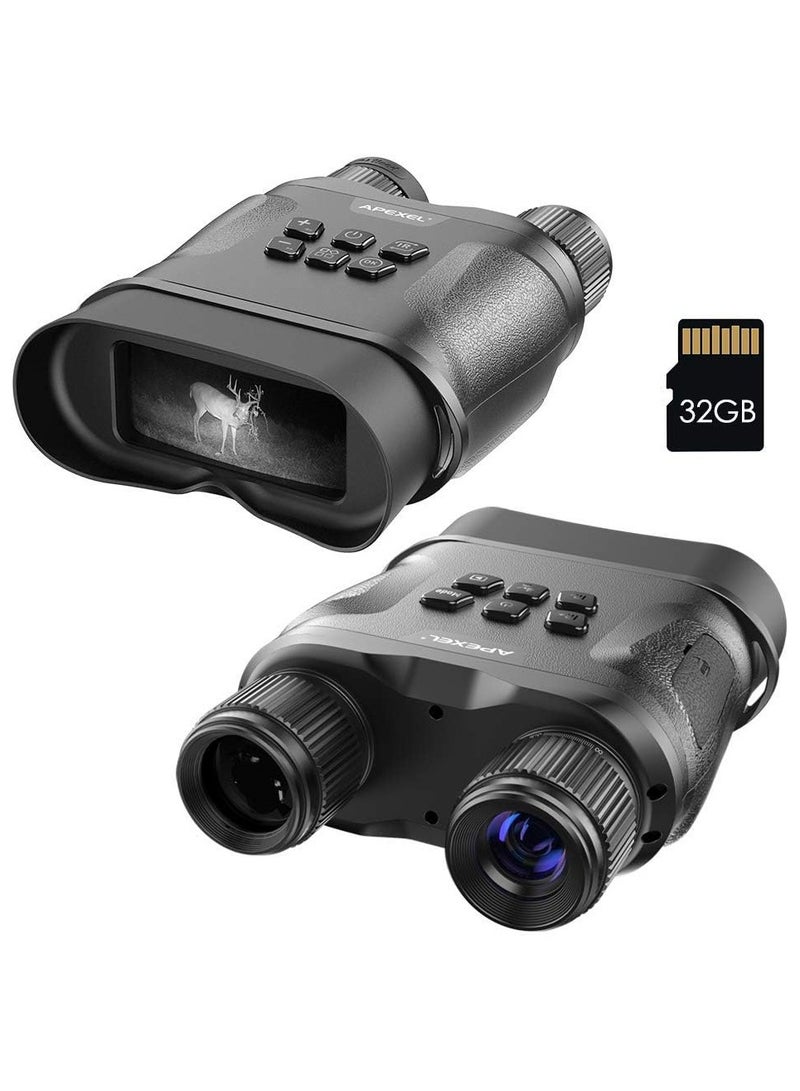 Apexel Night Vision Binoculars NV001 for Complete Darkness-Digital Infrared Night Vision Goggles for Hunting, Spy and Surveillance with 32GB Memory Card