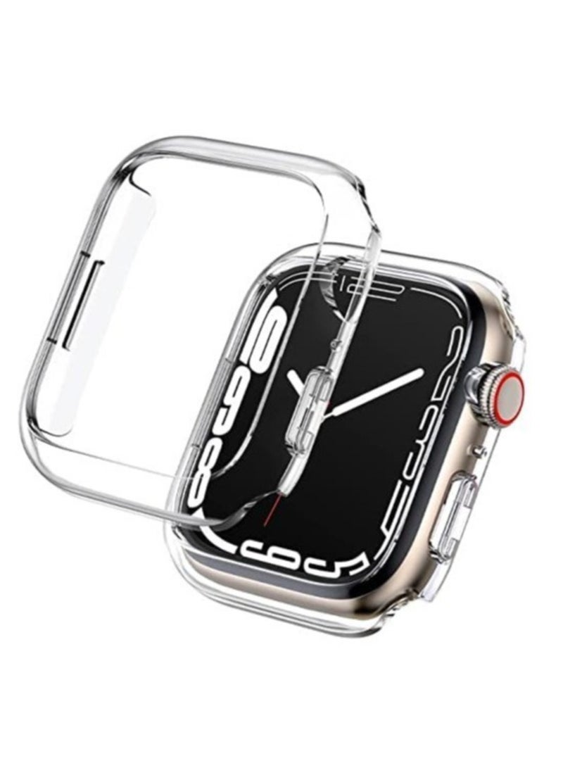 Compatible with Apple Watch Screen Protector Case iWatch Series 7 Waterproof Hard PC Full Protective Face Cover Bumper for Men Women Clear 41mm (E)