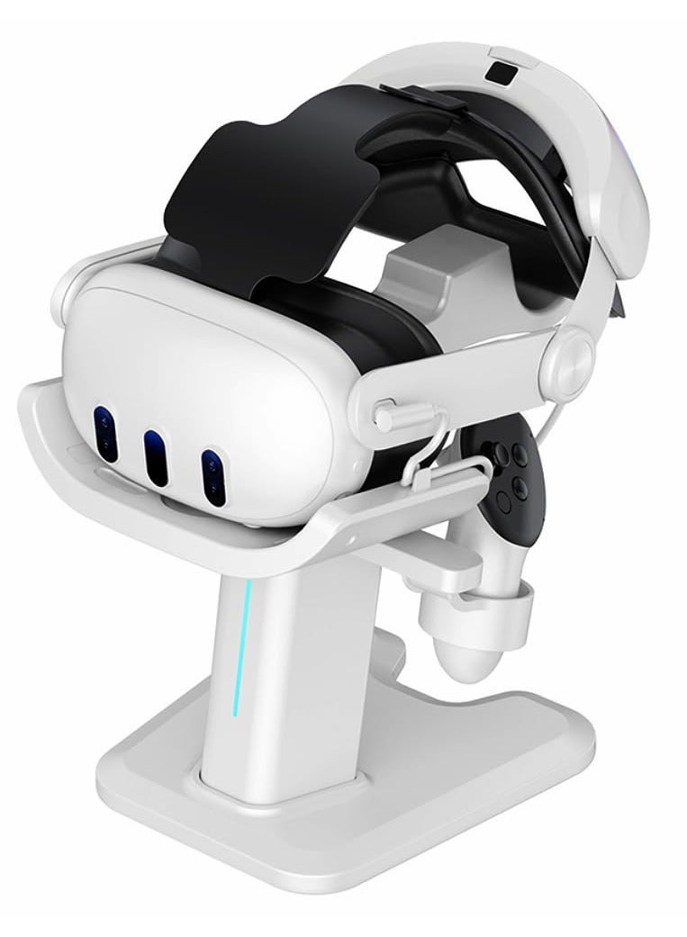 For Meta Quest 3 Headset Charging Dock, VR Display Stand Accessories Compatible With Meta Quest 3 VR Headset And Touch Controllers, Station Holder Base With LED Light, White