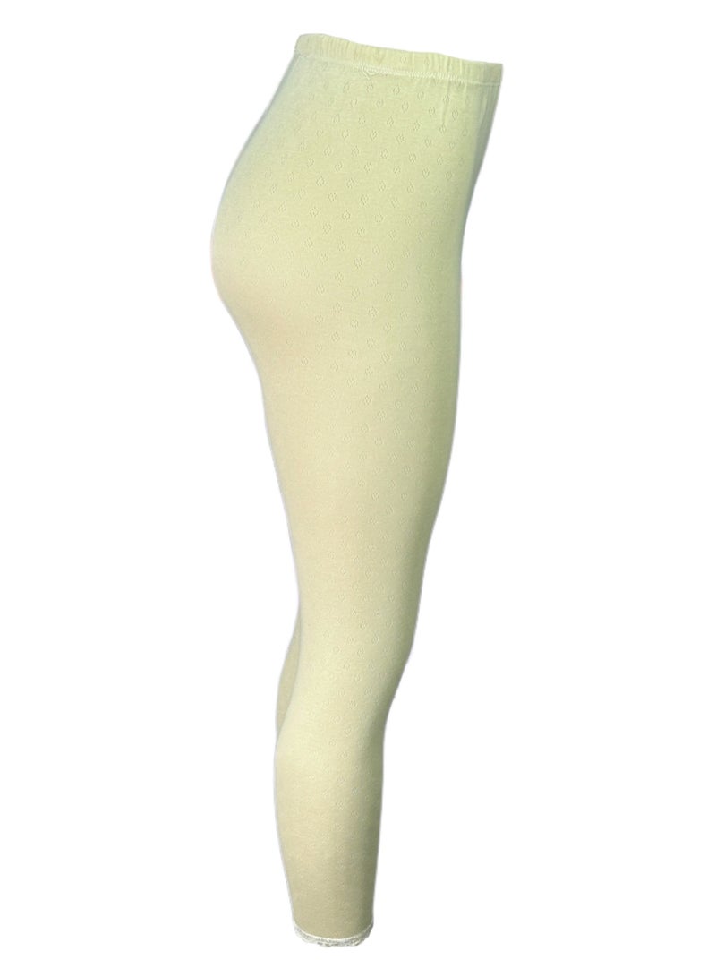 3- Pieces Full Length Inner Leggings Perforated Cotton with Elasticized Waistband Women Beige