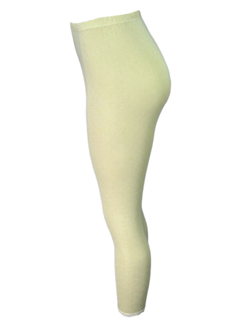 3- Pieces Full Length Inner Leggings Perforated Cotton with Elasticized Waistband Women Beige