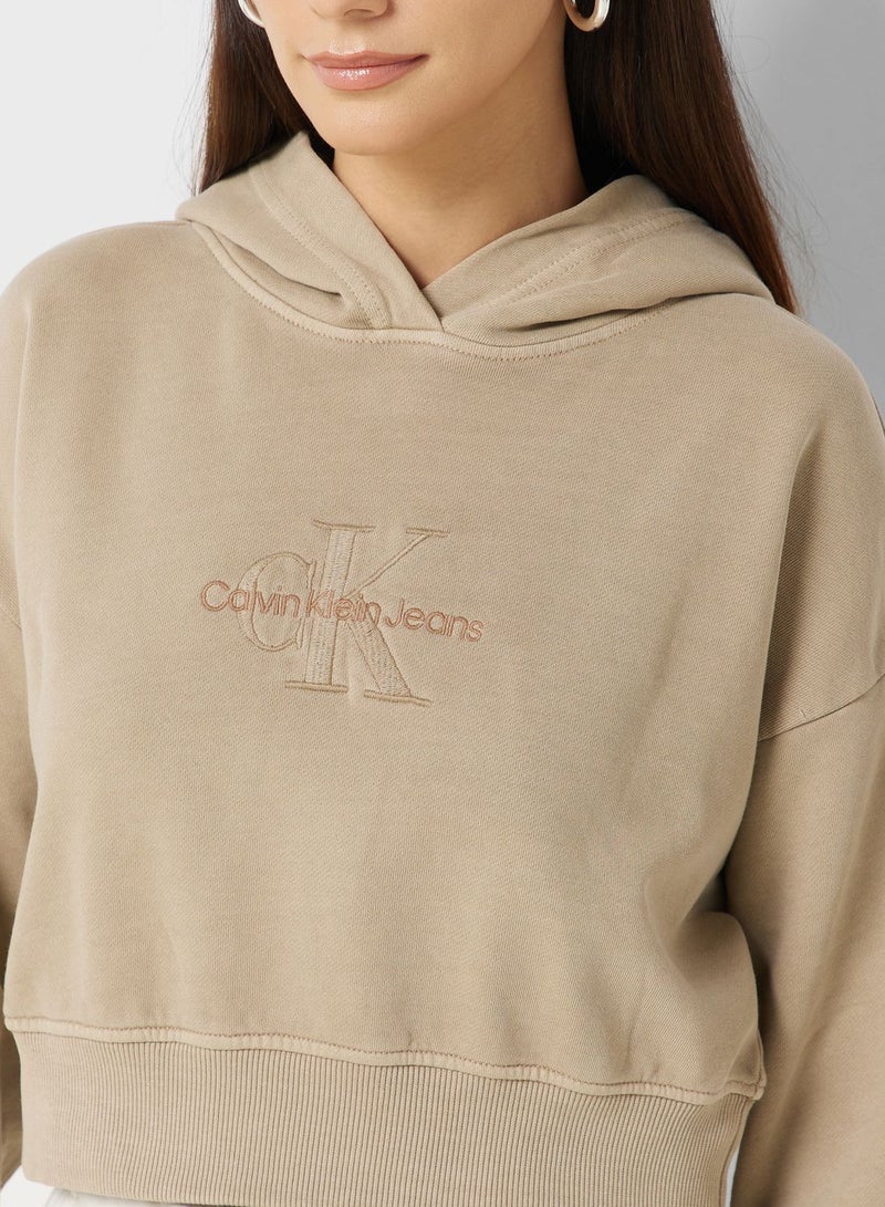 Logo Knitted Crop Hoodie