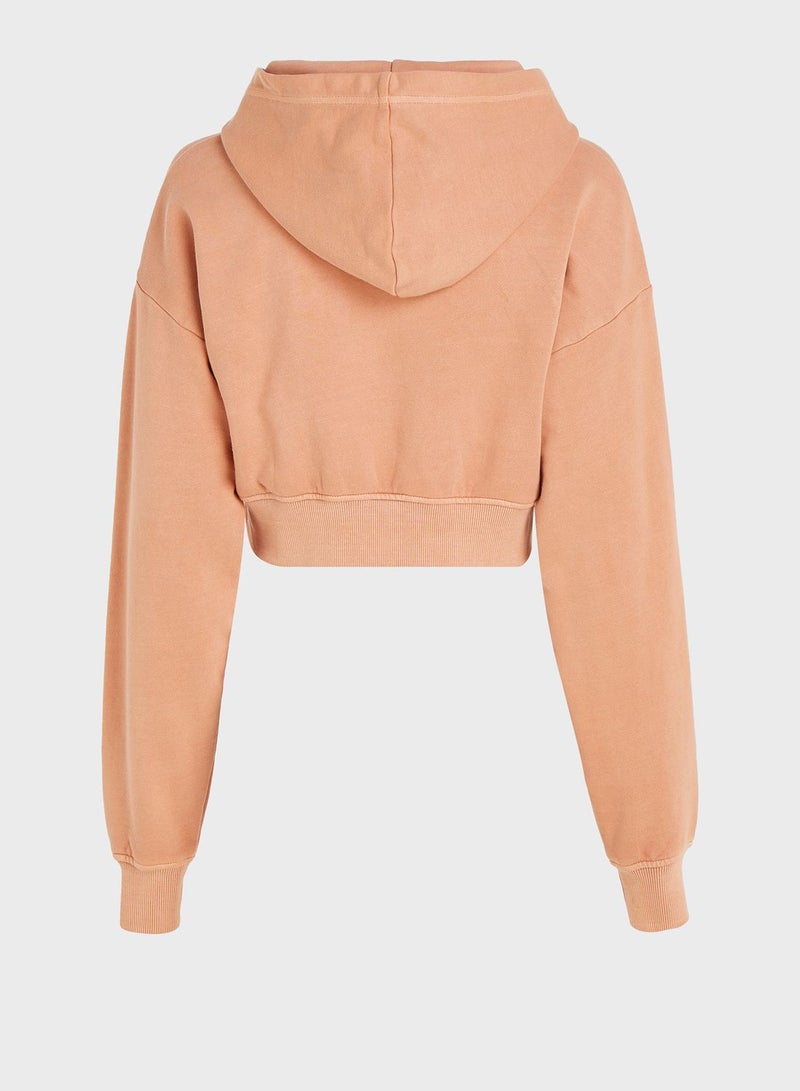 Logo Knitted Crop Hoodie