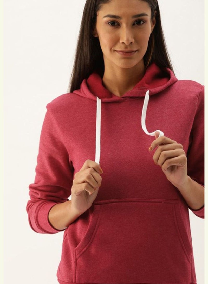 Campus Sutra Women's Solid Regular Fit Sweatshirt With Hoodie For Winter Wear | Full Sleeve | Cotton Sweatshirt | Casual Sweatshirt For Woman | Western Stylish Sweatshirt For Women
