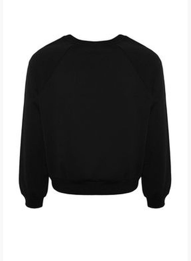 Black Thin Knitted Sweatshirt TBBAW24AO00037