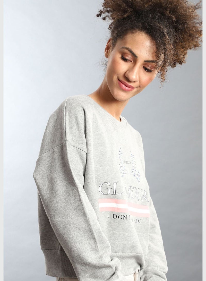 Round Neck Printed Sweatshirt