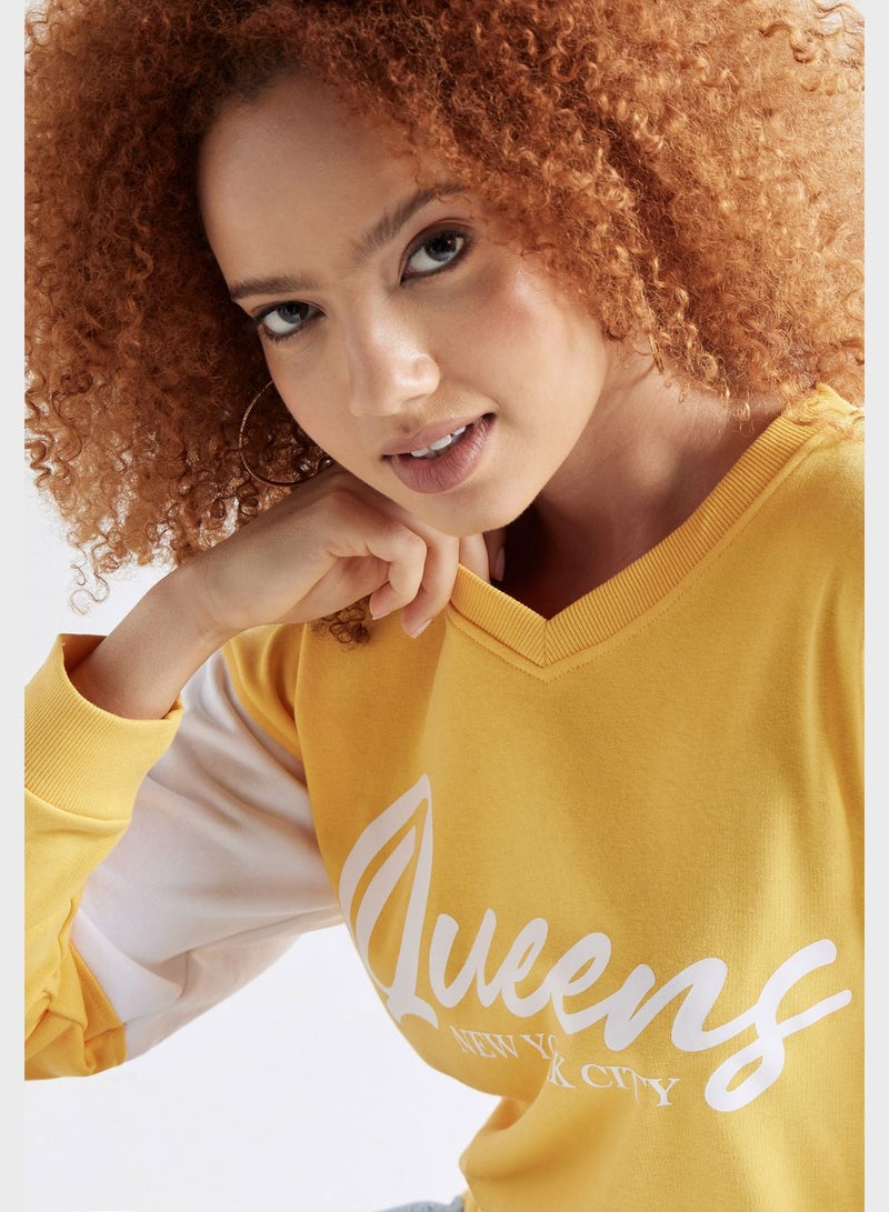 Printed Crew Neck Sweatshirt