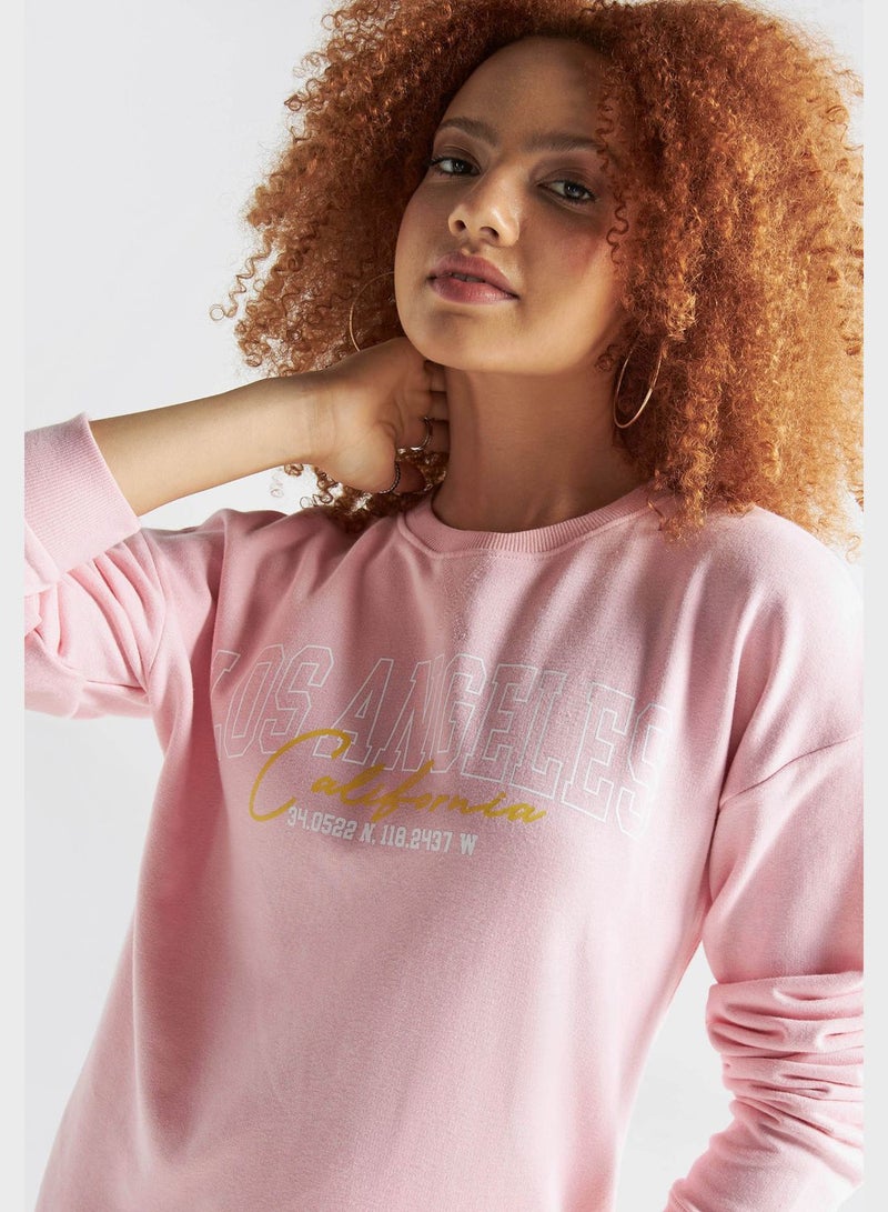 Printed Crew Neck Sweatshirt