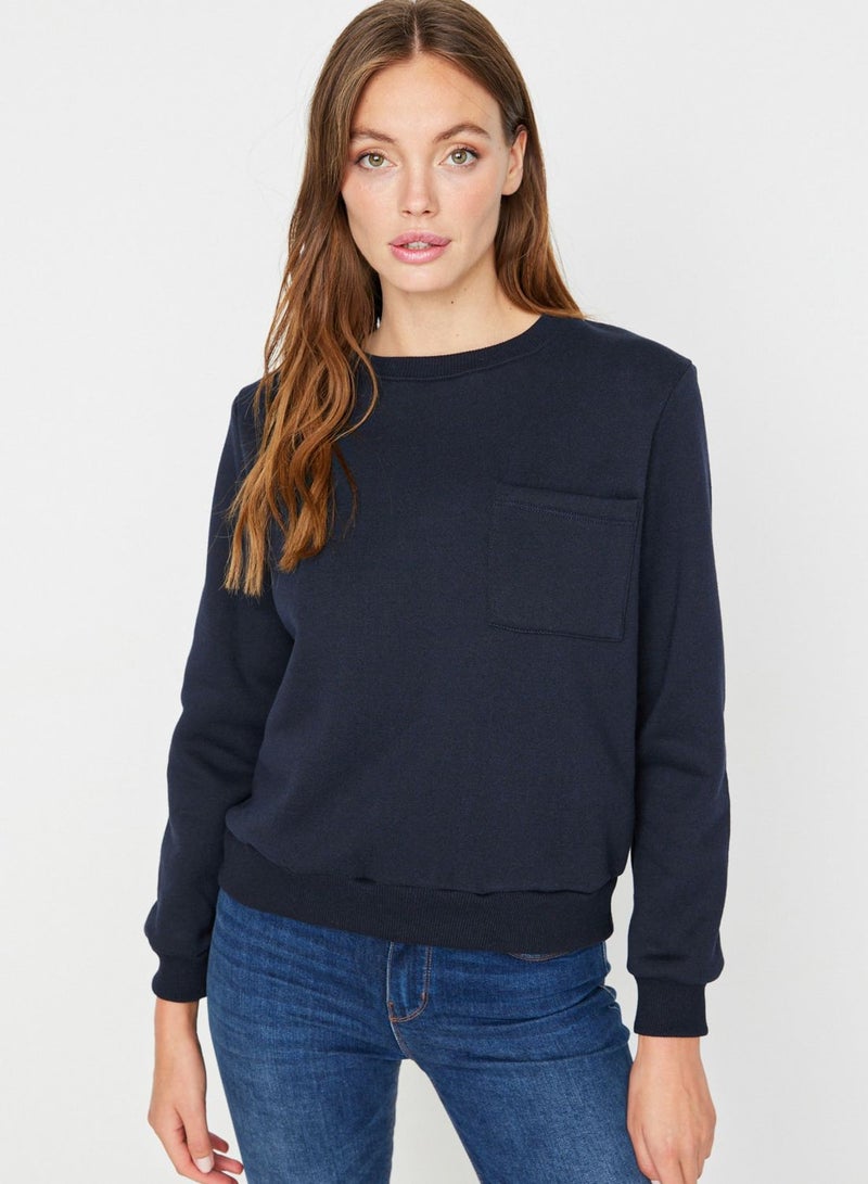 Pocket Detail Knitted Sweatshirt