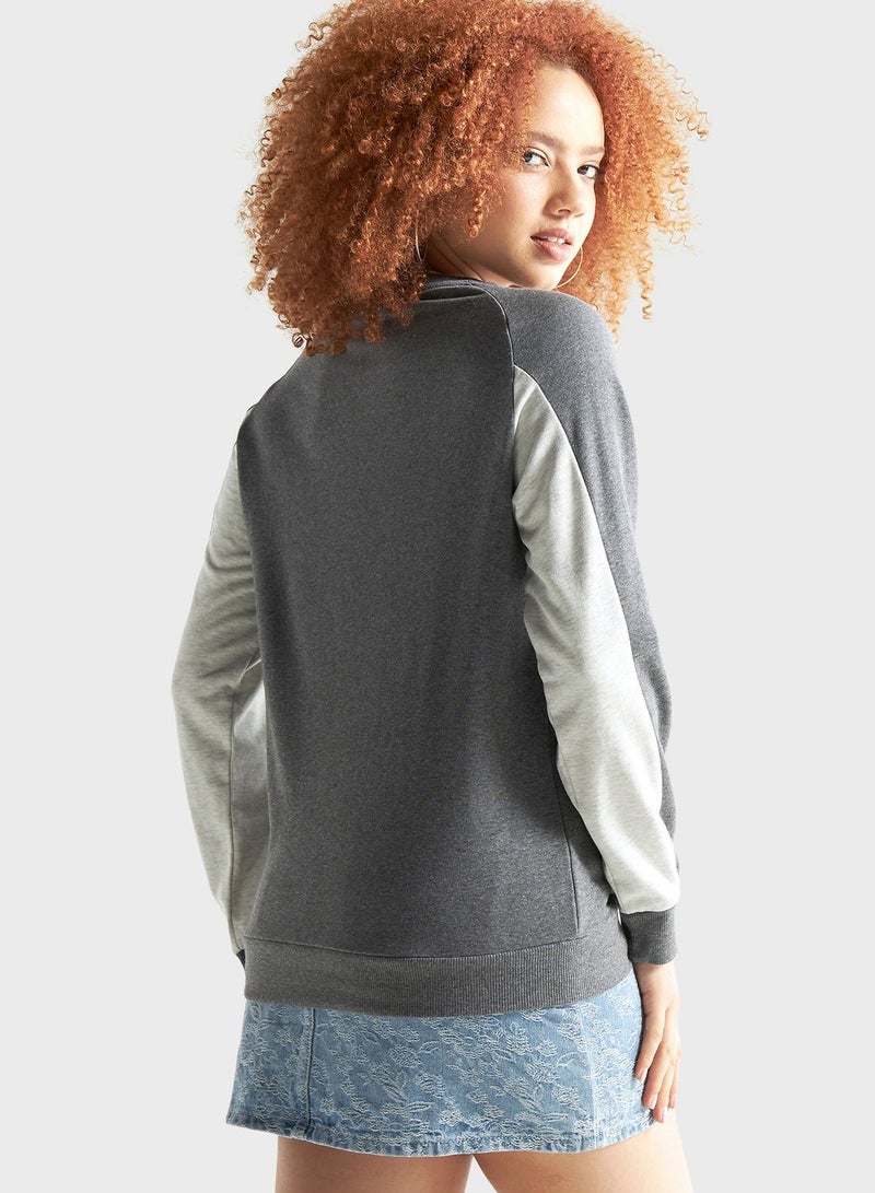 Printed Crew Neck Sweatshirt